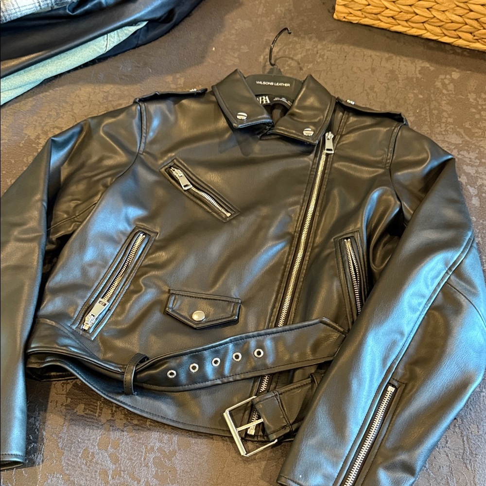 Zara Leather Black moto Jacket